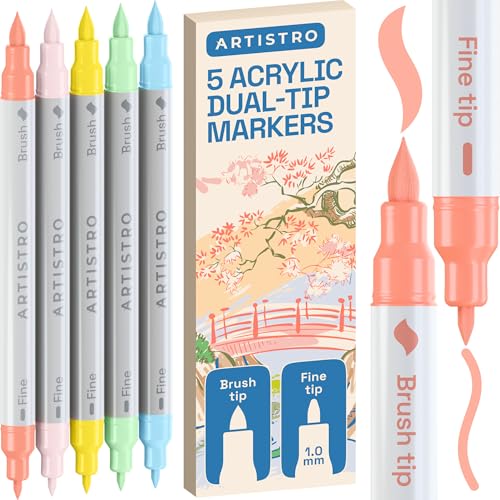 ARTISTRO 5 Pastel Dual-Tip Acrylic Paint Marker Pens for Drawing - color: Pastel, size: 5