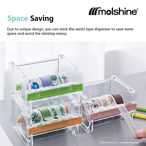 molshine 2 Pack Transparent Desktop Multi Washi Masking Tape Storage Dispenser,Tape Cutter,Tape Roll Holder (Not Include Masking Tape) (Beige) - color: Beige