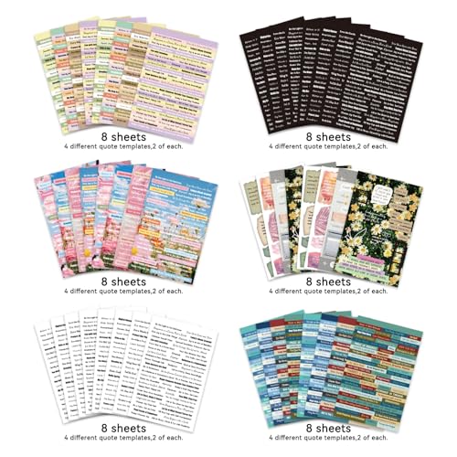 PRSTINCOL 2346PCS Quote Stickers,48 Sheets Scrapbook Supplies Kit Word Stickers for Journaling, Card Making, Vision Board Supplies for Adults Crafting - color: Quote_pad_blue