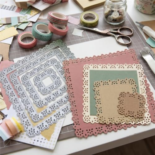 Rectangle Layers Frame Dies Cuts for Card Making Scrapbooking - color: Silver-441Square