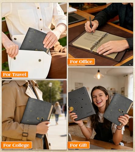 Leather Journal Notebook, A6 Size 5.3 x 7 inches 260 Lined Pages-Dusty Blue - color: Dusty Blue, size: 5.3*7inch