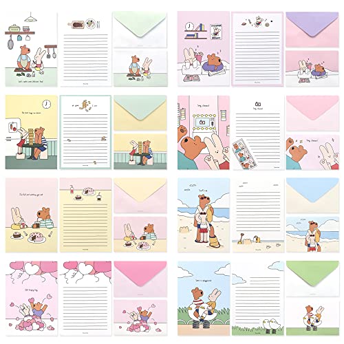 Monolike Happy and Lucky Ver.2 Letter Paper and Envelopes Set - 8Type, 32 Letter Paper + 16 Envelopes - color: Happy and Lucky Ver.2