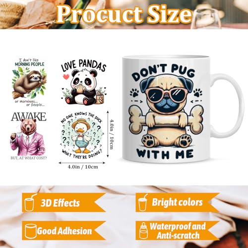 UV DTF Cup Wraps for 16 oz, 20 Sheets Funny Uvdtf Cup Wraps Decals Cold Transfer Stickers for Tumblers, Glass Cups, Rub on Transfers for Crafts, Mugs Coffee, Bookmarks, Wood Furniture - style: Funny Animals