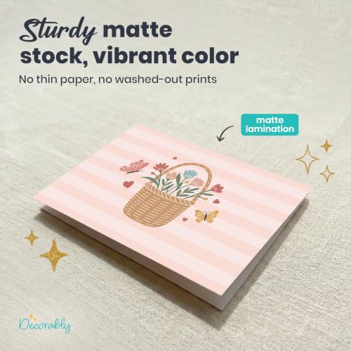Decorably 32 Pack 4x6in Blank Floral Cards with Envelopes for All Occasions