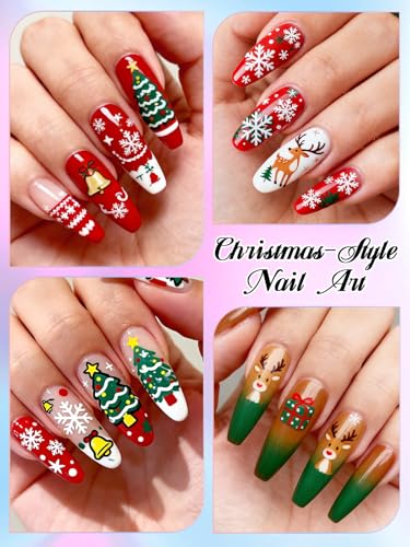 EBANKU 36 Colors Nail Art Pens Set, Christmas Nail Polish Pens Quick-Drying Nail Art Markers Acrylic Paint Nail Point Graffiti Dotting Liner Pen No Squeeze Needed - color: 36P