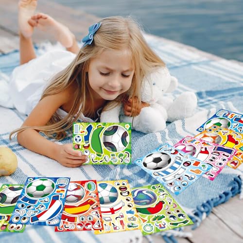 Make Your Own Soccer Stickers for Kids, Make a Face Stickers, Sports Crafts - style: 24 Sheet Soccer Stickers