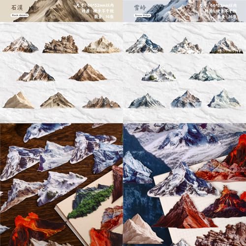 96 Pcs Realistic Mountain Nature Stickers for Junk Journaling - color: Mountain Series