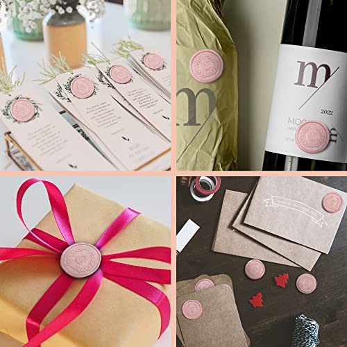 25Pcs Pink Letter A Adhesive Wax Seal Stickers, Hand-Made, No Need Seal Stamp, Tear and Use Wax Stickers for Wedding Invitations, Envelopes, Christmas Gift - color: 25pcs-pink, size: A