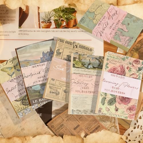 60 Sheets Junk Journal Ephemera Kit, 30 Unique Vintage Scrapbook Paper Patterns for Bullet Journal, Planner Supplies, 3x2 inch (80x50mm) Collage Material (Nature Insects)