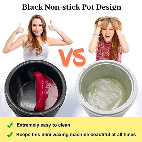 Portable Waxing Pot Warmer Professional Digital Wax Heater for Hair Removal | Mini Waxing Pot for Wax Bean Wax Block, Rapid Heating, 200ml Non-stick Pot, ℃/℉ Switchable Display, 100 Brow Sticks, Black - color: Black-Single Pot-200ml