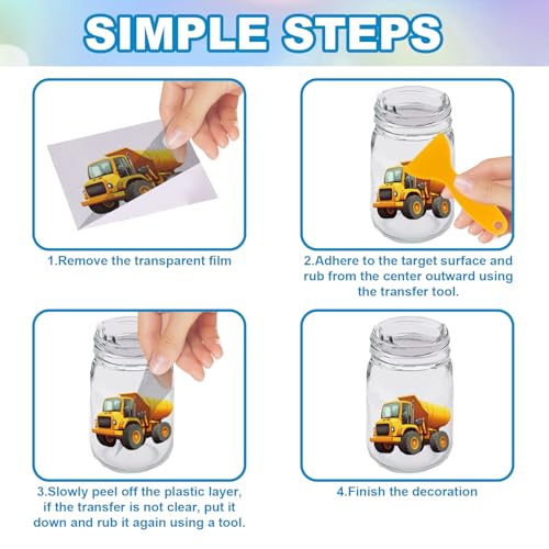 GLOBLELAND 18 Sheets Construction Vehicle Colorful Transfer Stickers - style: Vehicle