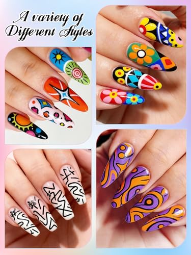 EBANKU 48 Colors Nail Art Pens Set, 3D Christmas Nail Art Makers Pens Quick-Drying Nail Art Polish Acrylic Paint Nail Point Graffiti Dotting Liner Pen No Squeeze Needed - color: 48P
