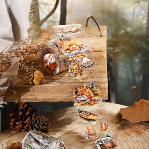 Forest Camping Theme PET Tape Set, 6 Rolls of Nature Adventure Stickers for Scrapbooking, Junk Journaling, DIY Crafts, and Art Supplies - style: Forest Adventure