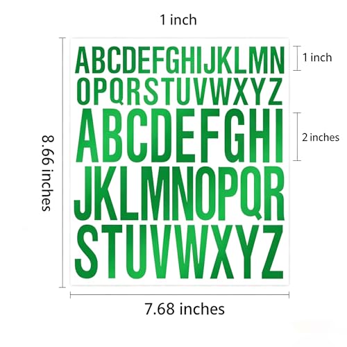 1 inch+2 inch Letter Stickers Alphabet Sticker,10 Sheets Self Adhesive Vinyl Letter Stickers Aesthetic Waterproof Decals for Scrapbooking Water Bottles Cup Mailbox Poster Bulletin Board(Green) - color: Green