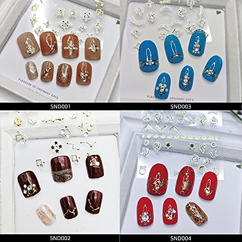 20 Sheet 3D Nail Art Stickers,Gold/Diamond Design Luxury Embossed Self-Adhesive Nail Decals Customized Metallic Flower Nail Stickers for Women Girls Salon Home DIY Nail, Tweezers Included - color: 20 Sheets Gold/Diamond Design Nail Stickers