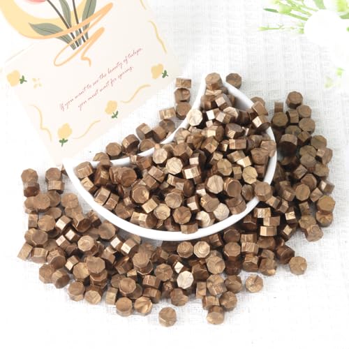 Bronze Wax Seal Beads, HOSEALING Premium 360pcs Sealing Beads for Wax Seal Stamp, Metallic Copper Sealing Wax Pellets Refill Pack for Wax Seal Kit, Wedding Invitations, Envelope Letter Sealing - color: Bronze