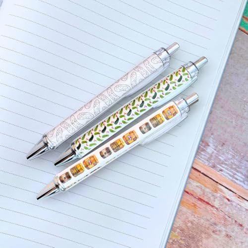 Pickle Pens 6PC Writing Pen Set for Pickle Lovers Stuff Things Present Themed Gifts Merchandise School Supply Home Office Stationery Employee Coworkers Graduation Birthday Party Bag Favors - style: Pickle