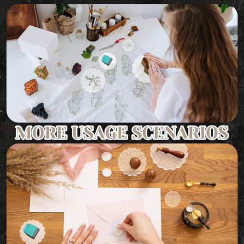 Mudder 7 Pcs Acrylic Stamp Blocks Set Clear with Grid Lines, Circular Lace - style: Circular Lace