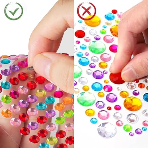 1200+pcs 6~15mm Self-Adhesive Gem Stickers Various Shapes and Colors - color: Mix Color