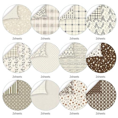 24 Sheets 12x12 Scrapbook Paper, Vintage Floral Scrapbook Supplies (White) | Double Sided Decorative Patterned Paper, Scrapbooking Supplies for Junk Journal, Card Making or Collage, 24 Unique Designs - color: White