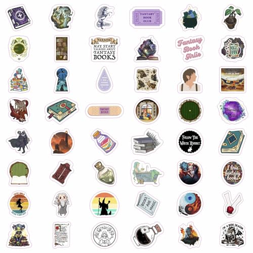 100Pcs Fantasy Book Stickers for Water Bottle and Laptop - Fantasy Book Party Favors & Decorations, Waterproof Vinyl Decals, Gifts for Women & Men - color: Fantasy Book Stickers