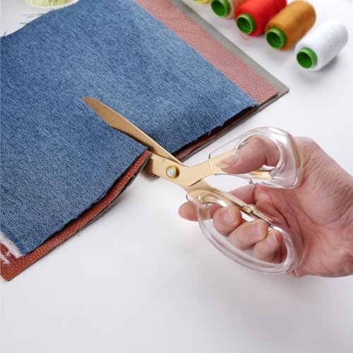 SCAIKTIG Acrylic Scissors Set, Office Scissors for Desk Gold, Clear Comfort-Grip Handles and Titanium Coated Blades, Sharp Scissors all Purpose Heavy Duty for Sewing, Art, Craft, School, Home Supplies - color: Transparent + Gold, size: 4-Pack(9.4"/8"/6.8"