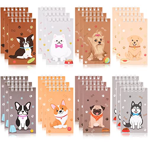Hooqict 24 Pack Mini Dog Notepads Small Notebooks for Kids Dog Themed Party Favor Puppy Animal Spiral Pocket Notebooks Diary Memo Planner for Classroom Rewards Goody Bags Stuffers, 2.36 x 3.94 Inch - style: Dog