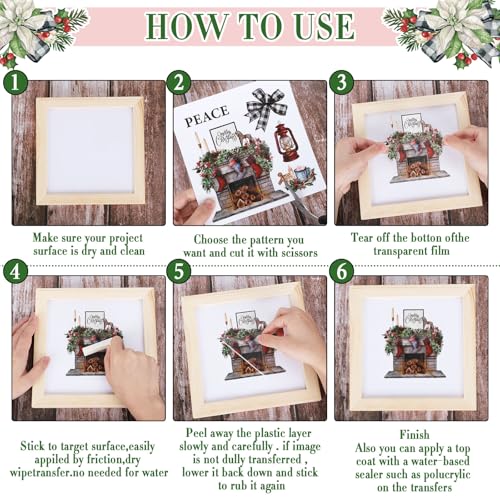 Whaline 12 Sheet Christmas Highland Cow Rub on Transfers Xmas Tree Gifts Cow Transfer Stickers Rustic Furniture Decals for Home Office Paper Wood DIY Crafts, 5.9 x 5.9 Inch - style: Christmas Highland Cow