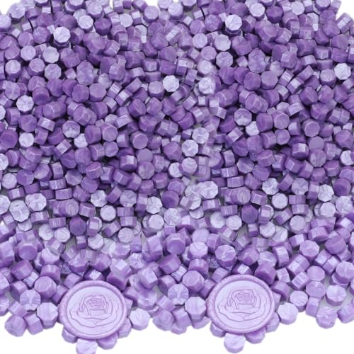 Sealing Wax Beads, WaxSeal Beads, 600Pcs Lilac WaxSealing Beads for Wax Seal Stamp, WaxSeal Beads Kit Perfect for Wedding Invitations, Christmas Envelopes (Lilac) - color: lilac