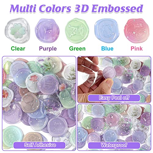SHANGRLA 72 PCS Premade Floral Wax Seal Stickers, Wedding Envelope Seals - style: Floral