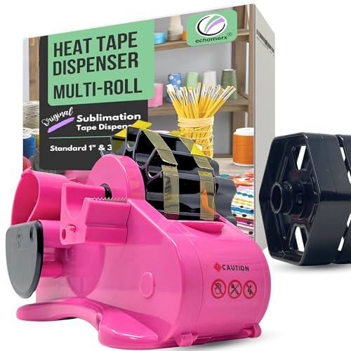 Echomerx Multi-Roll Tape Dispenser, Pre-Cut Heat Tape for Sublimation, Pink - color: Pink