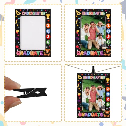 50Pcs 4x6 Paper Picture Frames Bulk, Kindergarten Graduate Hanging Pictures with String Photo Hanger with Clips Hanging Photo Display Wall Decor, Diy Picture Frame Craft Graduation Photo Banner for Picture Board for Photos - color: Kindergarten Graduate