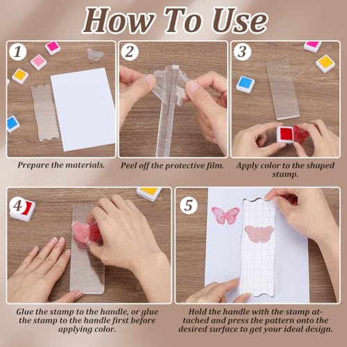 FREEBLOSS 24 Pcs Acrylic Stamp Block 3 Styles Clear Acrylic Stamping Block Tools Set with Grid Square Floral-Circular Irregular Square Blocks for Scrapbooking Crafts Card Making, 5-15cm