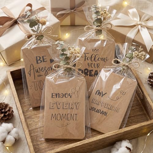 BESARME 16 Pack Mini Inspirational Notebooks, A6 Lined Kraft Journals | 16 Assorted Quote Covers, 3.54 x 5.51 In A6 Size, Lined Pages, Pocket-Friendly For School, Gifts, Journaling and Notes - color: Kraft Journals