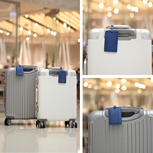 Vigorport Luggage Tags, Leather Personalized Suitcase Tag Set of 4 Pack - color: Blue