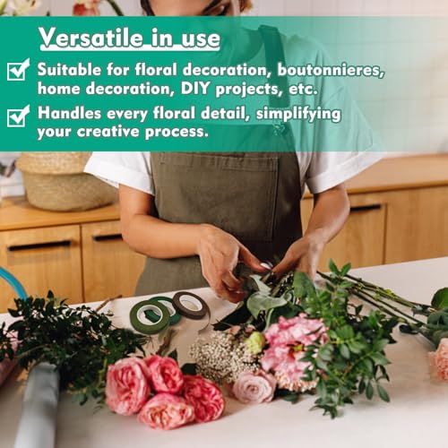 Floral Tape, 1/2inch Brown Flower Tape for Bouquet Floral Crafts | Flexible And Easy to Tear Floral Tape for Fresh Flowers, Stem Wrapping, Floral Arranging, Corsages And Wedding Bouquets - color: Brown