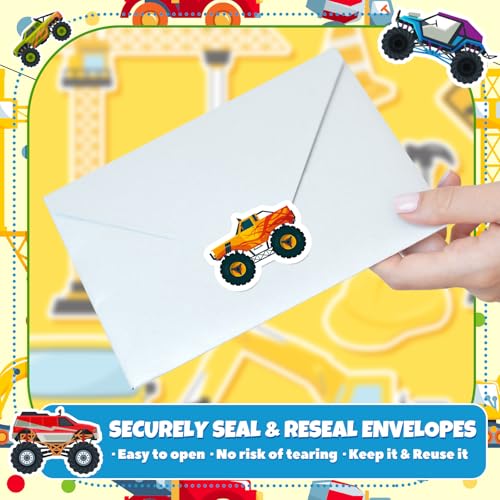 Qeeenar 500 Pcs Monster Truck Stickers Roll, Reward Decals for Kids - style: Monster Truck