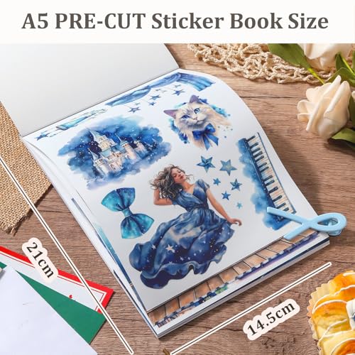 Snycler Sticker Book - 20 Sheets Vintage PET Stickers for Scrapbooking, Junk Journaling, Ephemera, and Decorative Crafts-Star Light Fantasy - color: Star Light Fantasy