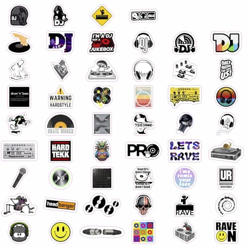 100Pcs DJ Stickers for Water Bottle and Laptop - DJ Party Favors & Decorations, Waterproof Vinyl Decals, Music and Turntable Stickers, Gifts for Women & Men - color: Dj Stickers