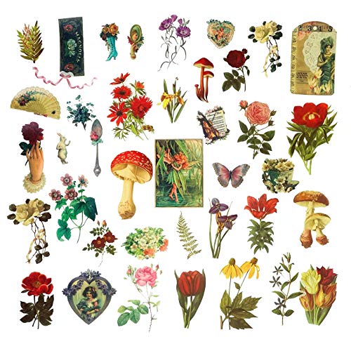 MAXLEAF 120PCS Multi-Colored Vintage Plants Flowers Fairy Washi Stickers for Decoration Planners Scrapbook Laptops (Vintage Flower) - color: Vintage Flower