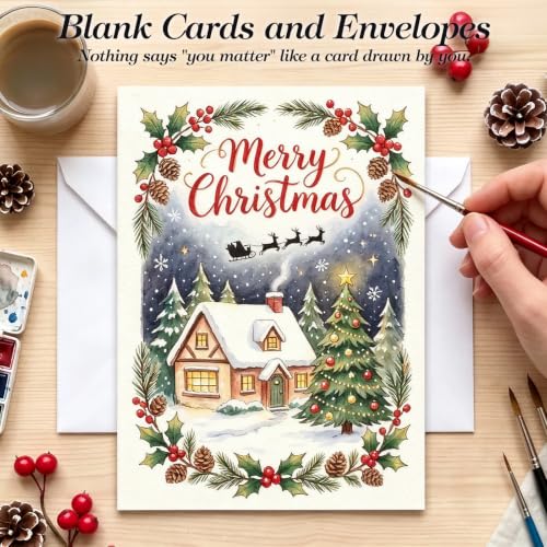 70 Sets Watercolor Cards with Envelopes,Folded Cards 4.3 x 6 Inch