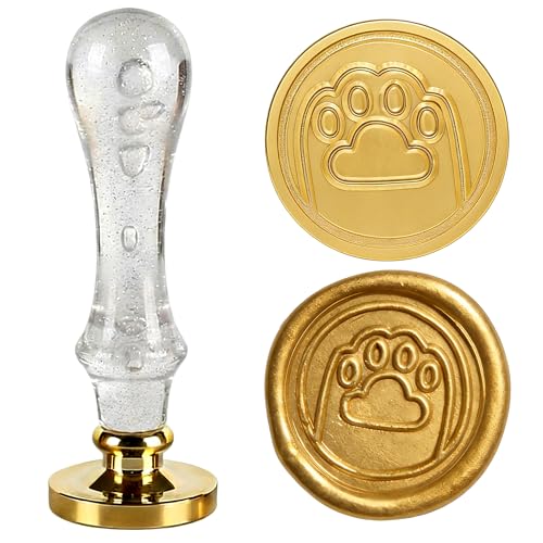 LANKIN Cat Paw Wax Seal Stamp, Animal Theme; 25mm Brass Head - color: Cat Paw