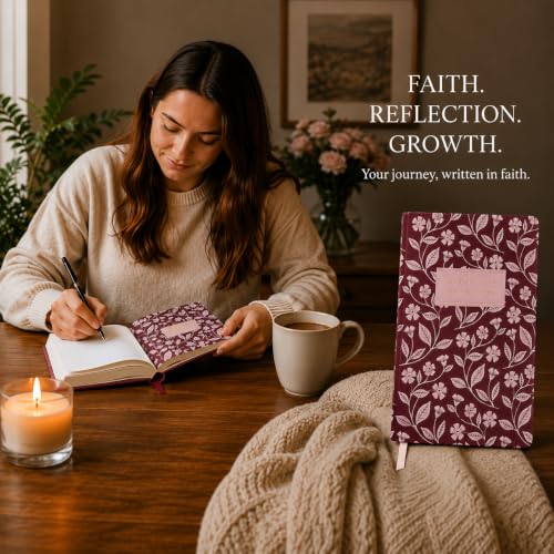 Eccolo Christian Journal Notebook Hardcover Lay Flat 192 Ivory Lined Pages - color: Rouge, size: 6X8