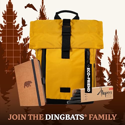 Dingbats* Wildlife A6 Grid Pocket Notebook - PU Leather Hardcover - Small Writing Journal for Work, Travel - Pocket, Elastic Closure, Bookmark - color: Brown Bear, style: Squared