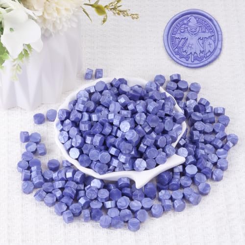Ice Purple Wax Seal Beads, HOSEALING Premium 360pcs Sealing Beads for Wax Seal Stamp, Purple Sealing Wax Pellets Refill Pack for Wax Seal Kit, Wedding Invitations, Envelope Letter Sealing - color: Ice Purple