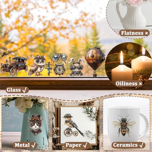 WANDIC 3 Sheets Rub On Transfer Stickers Retro Steam Punk Style Waterproof Decals Furniture Craft Decorative for DIY Scrapbooking Photo Albums,15 * 30cm