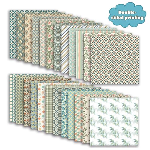 24 Sheets 12x12 Scrapbook Paper, Vintage Floral Scrapbook Supplies (Pastel) | Double Sided Decorative Patterned Paper, Scrapbooking Supplies for Junk Journal, Card Making or Collage, 24 Unique Designs - color: Pastel