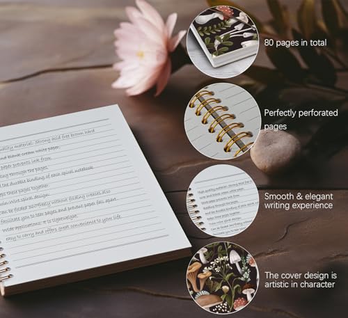 Mushroom Gifts Spiral Notebook Journal for Women, 5.5×8.3 Inch - color: flower 6