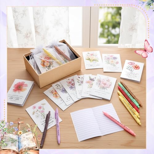 Mooliwe 48 Pcs Affirmation Notebooks Pens Bulk Gifts, Gratitude,Bible | Small Bags Included, Motivational Notepads for Women, Daily Affirmations Journal, Stress Relief Self-care, Employee Rewards - style: Bible