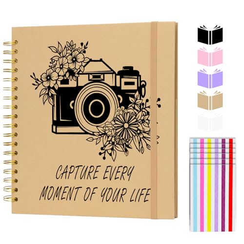 Scrapbook Album 12x12 inch, Travelling Journal Scrap Book Family Scrapbook Scrapbooking Supplies Kits Gift for Couples Anniversary Wedding (brown, 12 x 12 inch) - color: brown, size: 12 x 12 inch